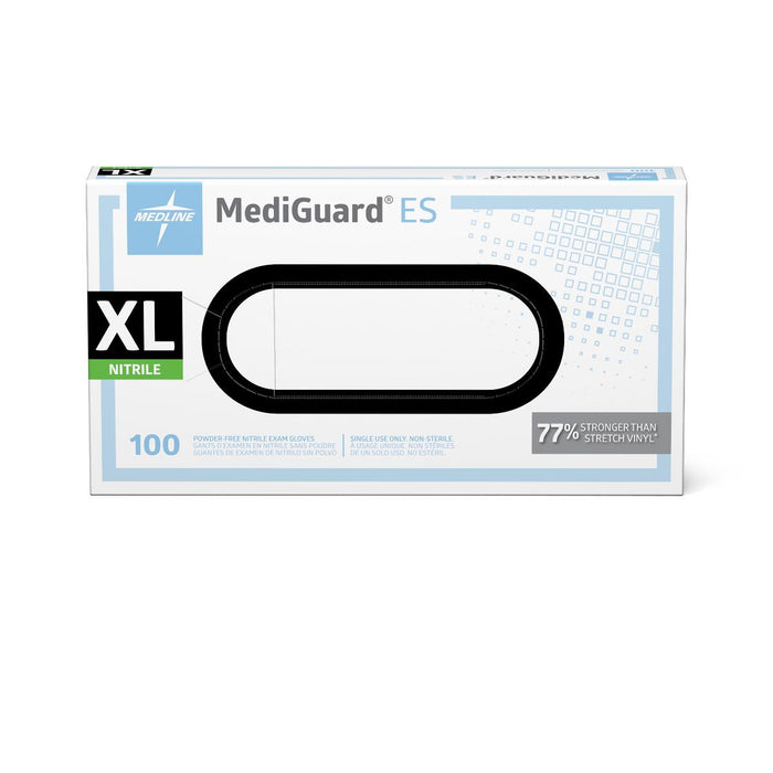 Medline MediGuard ES powder-free nitrile exam gloves, size XL, box of 100, view 1