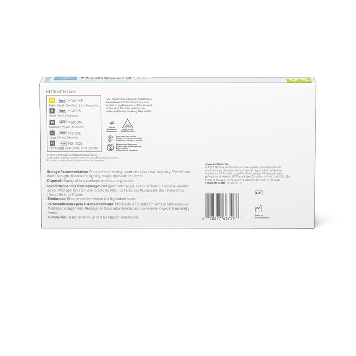 Medline MediGuard ES powder-free nitrile exam gloves, size XS, box of 100, view 3