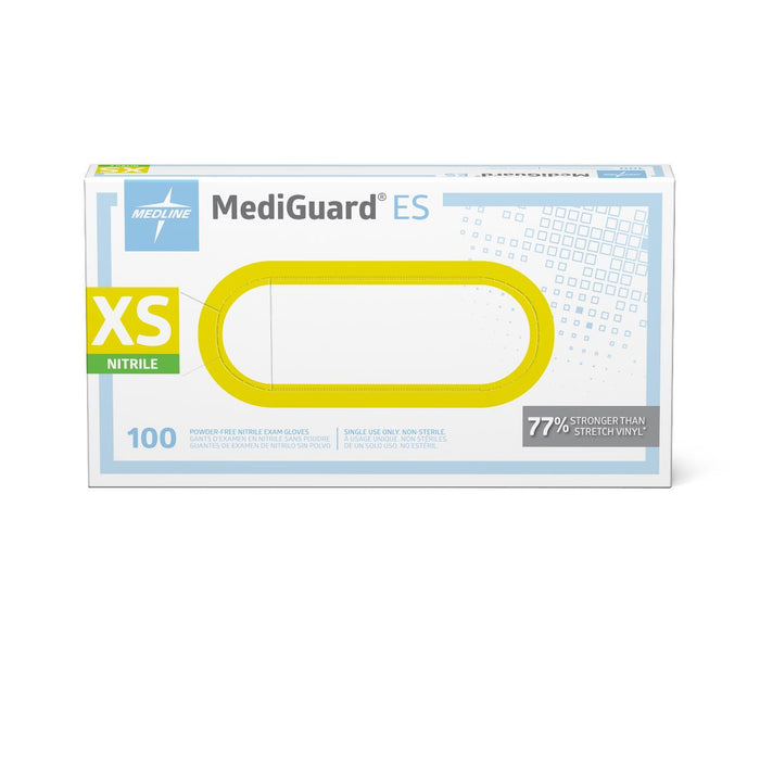 Medline MediGuard ES powder-free nitrile exam gloves, size XS, box of 100, view 1