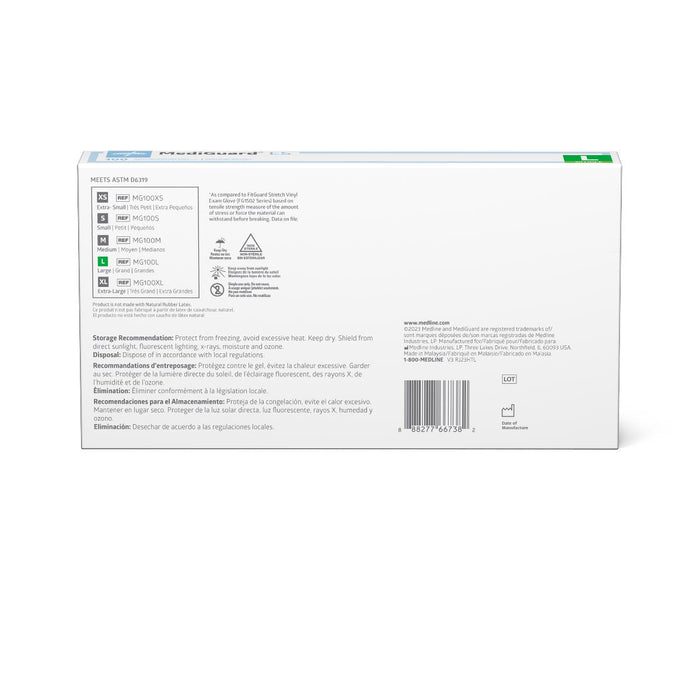 Medline MediGuard ES powder-free nitrile exam gloves, size L, box of 100, view 3