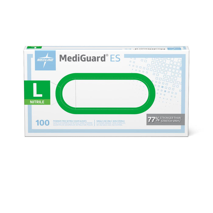 Medline MediGuard ES powder-free nitrile exam gloves, size L, box of 100, view 1
