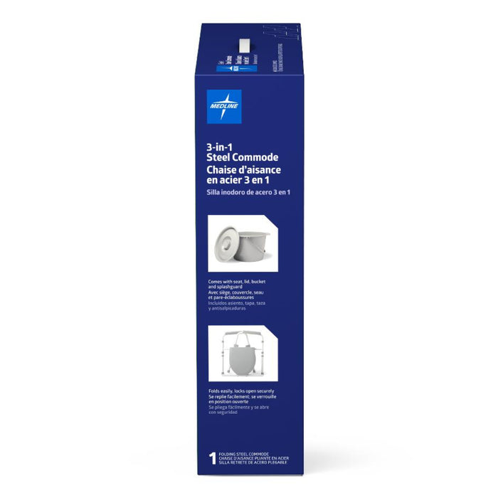Medline Standard Steel 3-in-1 Folding Commode