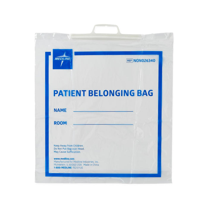 Medline Plastic Patient Belongings Bags with Rigid Handle
