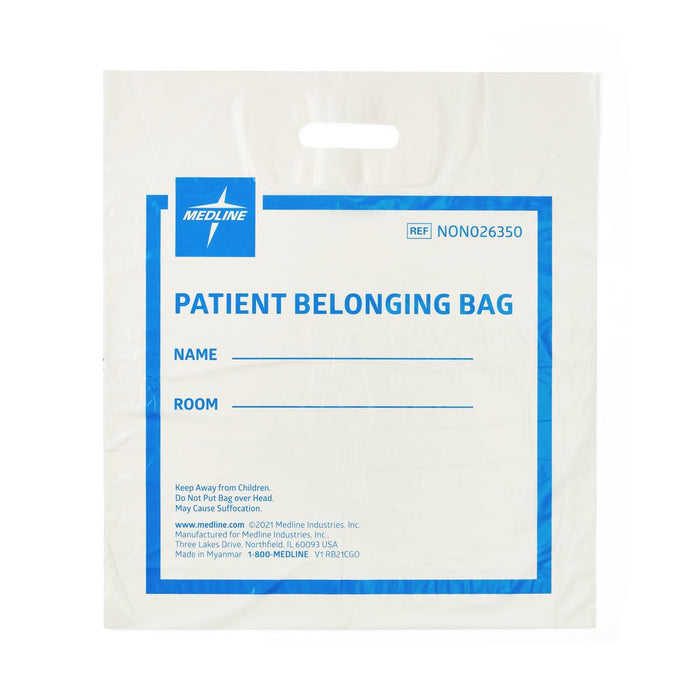 Medline Plastic Patient Belongings Bags with Patch Handle