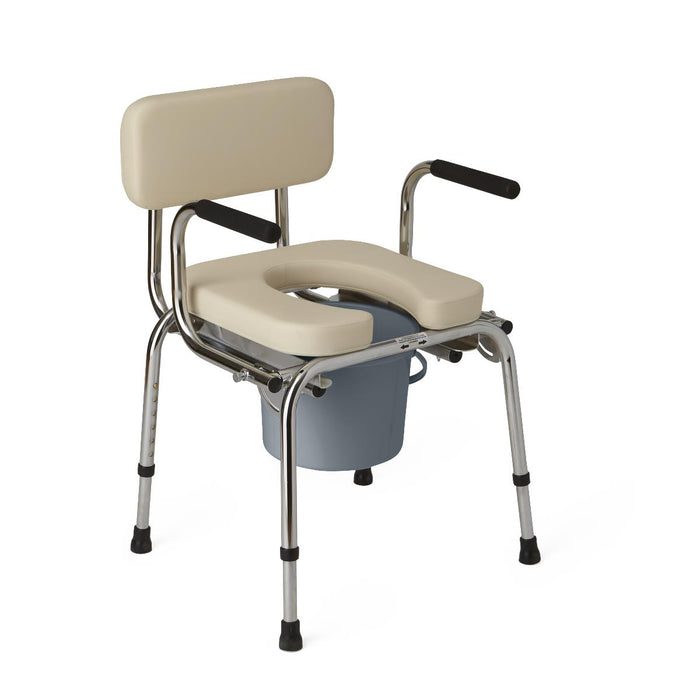 Medline Padded Steel Drop-Arm Commode with Clip-On Seat