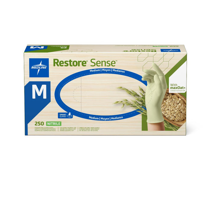 Medline Restore Sense Powder-Free Nitrile Exam Gloves with maxOat+