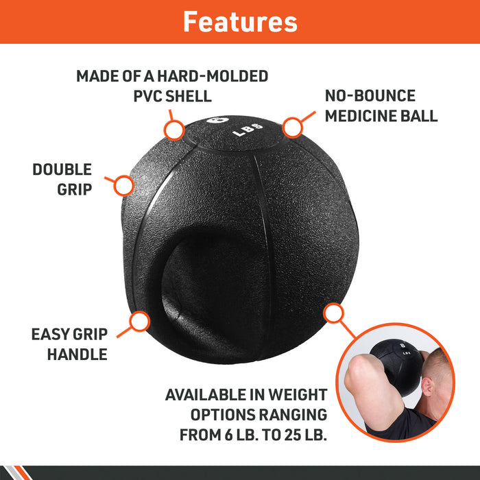 Body Sport® Double Grip Medicine Ball - Black