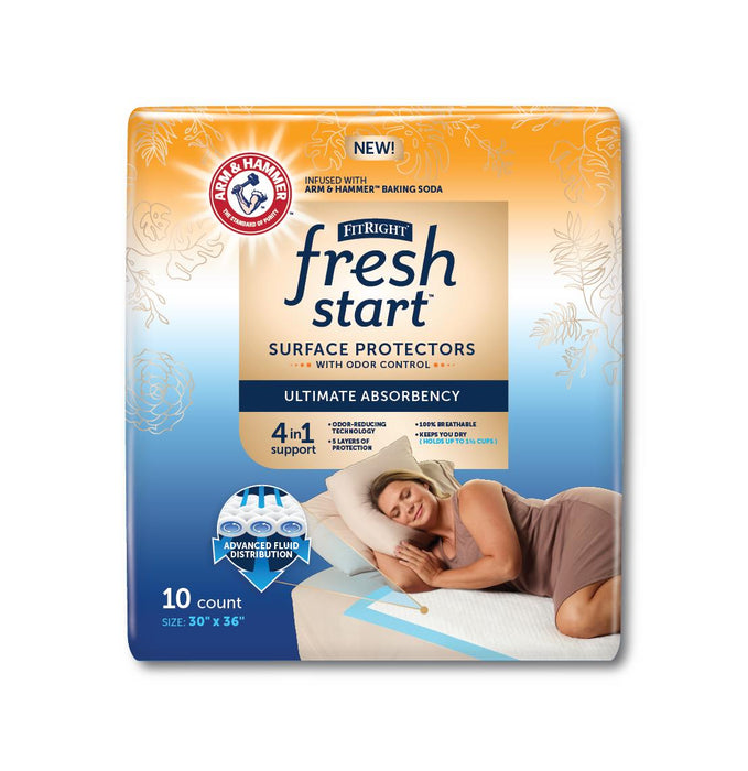 Fit Right Fresh Start Underpads with Arm & Hammer Baking Soda for Odor Control