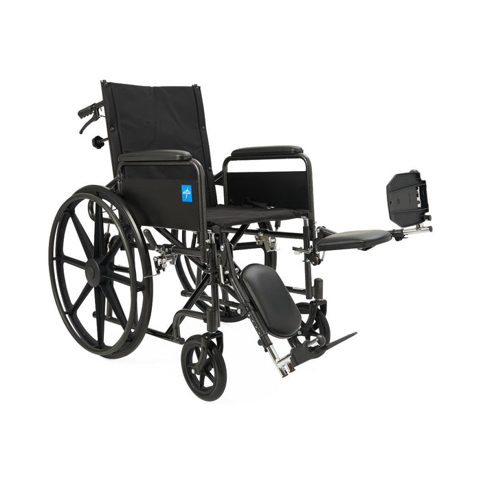 Medline Guardian Reclining Wheelchair with the elevating leg rests raised to provide support and improve circulation.