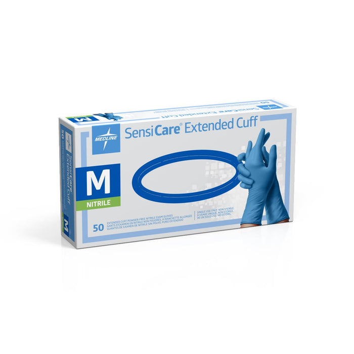 Medline SensiCare Extended Cuff PF Nitrile Exam Gloves
