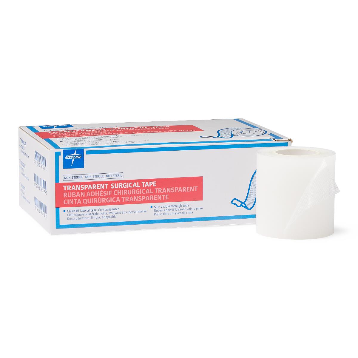 Medline Transparent Adhesive Tape - 1 Inch x 10 Yards (Box of 12)