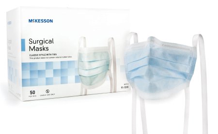 Surgical Mask Pleated Tie Closure One Size Fits Most NonSterile (ASTM Level 1)