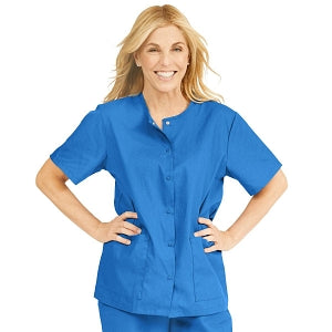 Medline ComfortEase Women's Snap Front Tunic Scrub Top with 2 Pockets