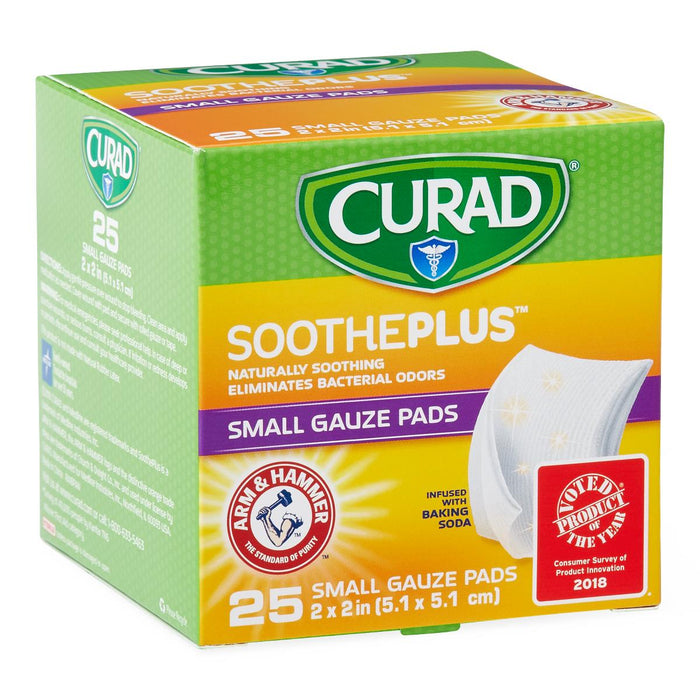 CURAD SoothePlus Gauze Pads with Arm and Hammer Baking Soda