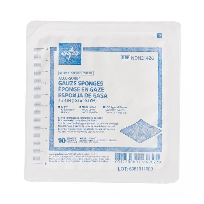 Medline Sterile 100% Cotton Woven Gauze Sponges